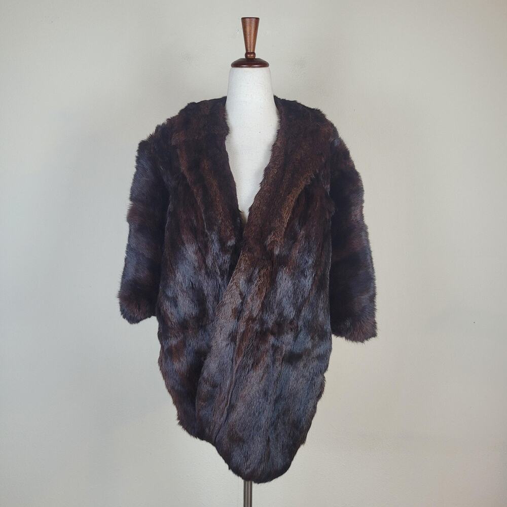 Vintage Galaxy Fur Jacket One Size Brown‎ Evening Mob Wife Old Money Luxury Glam